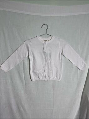 Girls White Cardigan Size 6Y School Uniform Church Easter Dress Sweater